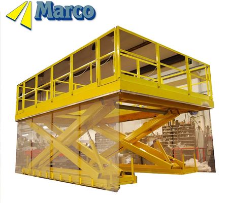 Plataforma de trabajo de elevación de tijeras hidráulica Marco de alta capacidad con dos tableros de piso deslizante
